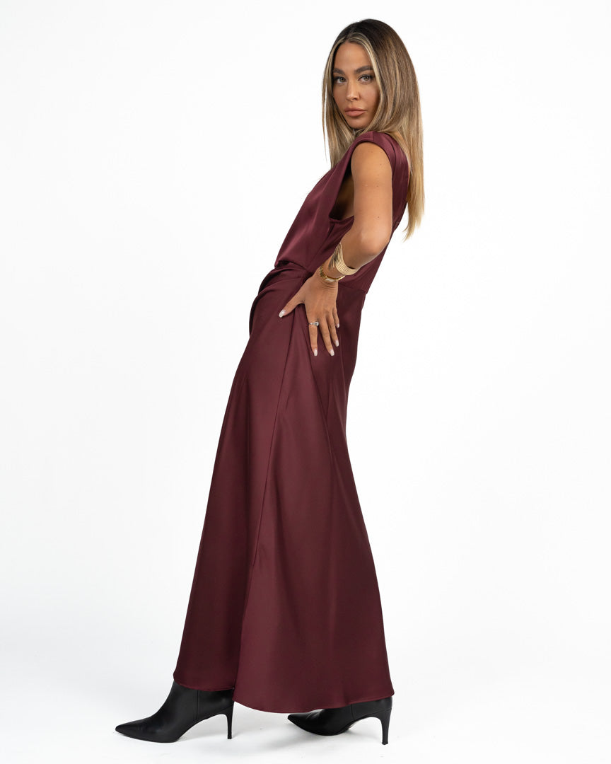 Abito Longuette Drappeggiato bordeaux - Pennyblack