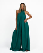 Elegante Tuta Intera Fluida con Scollo all'americana verde smeraldo - Berti Mode Collection