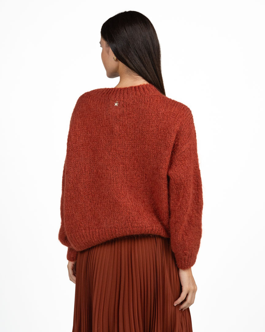 Maglione Girocollo in Maglia Color Mattone - Souvenir