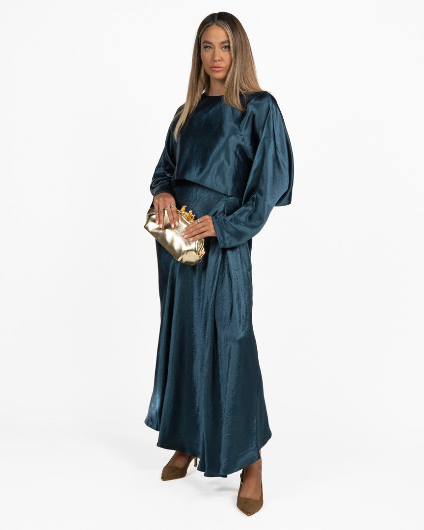 Abito Longuette Satin Sgualcito ottanio - Marella