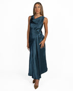 Abito Longuette Satin Sgualcito ottanio - Marella