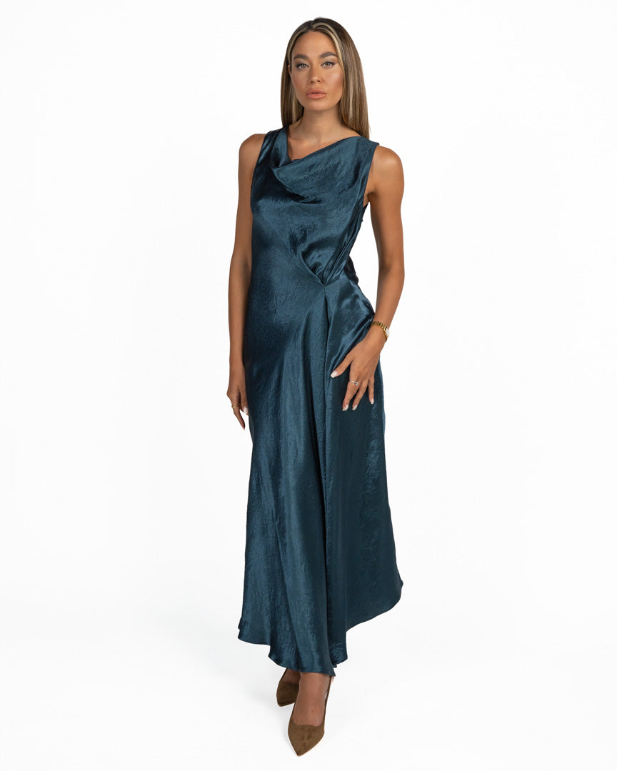 Abito Longuette Satin Sgualcito ottanio - Marella