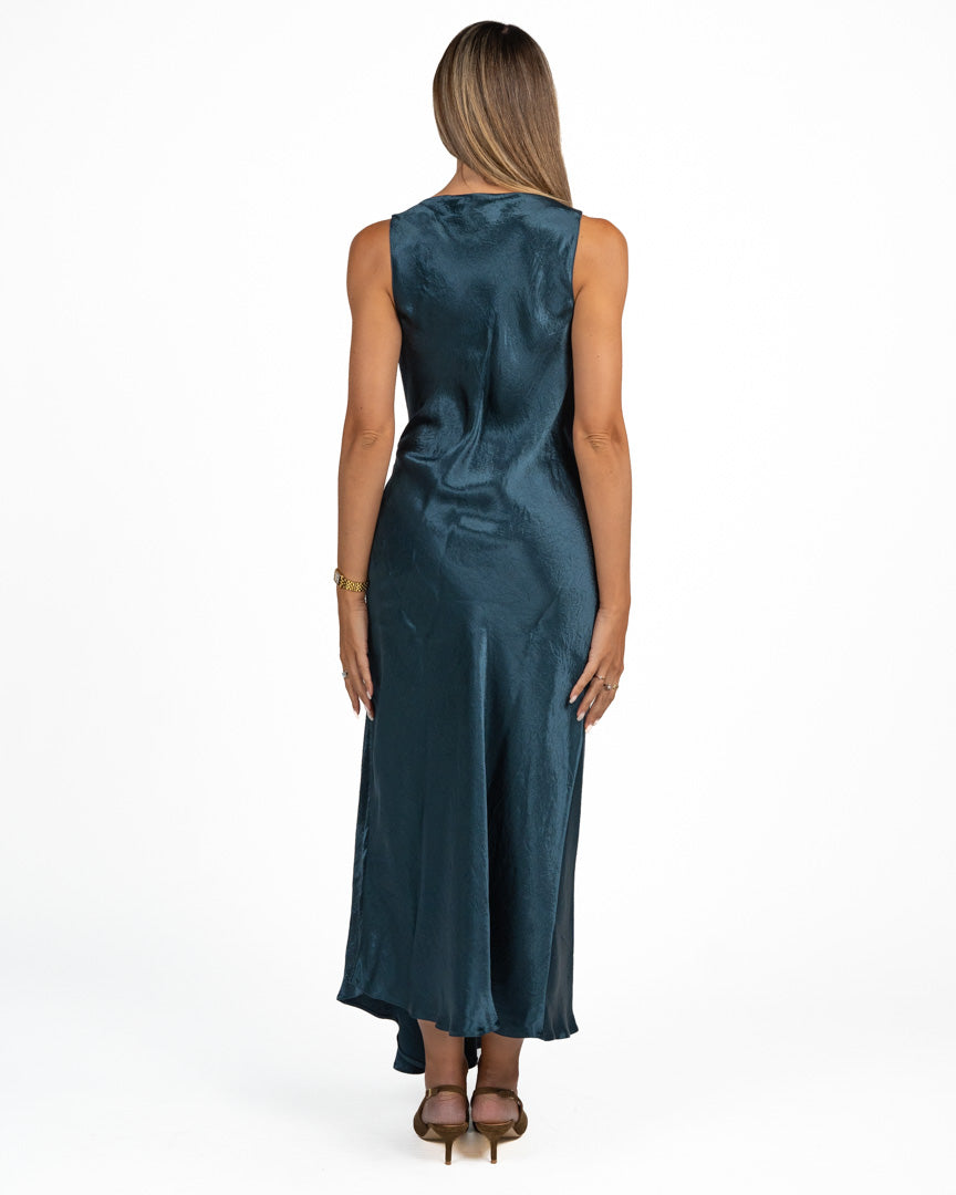 Abito Longuette Satin Sgualcito ottanio - Marella