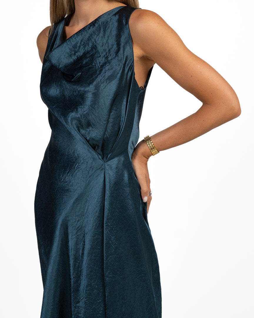 Abito Longuette Satin Sgualcito ottanio - Marella