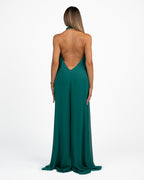 Elegante Tuta Intera Fluida con Scollo all'americana verde smeraldo - Berti Mode Collection