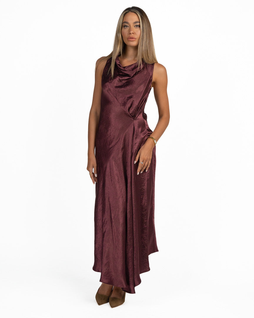 Abito Longuette Satin Sgualcito Burgundy - Marella