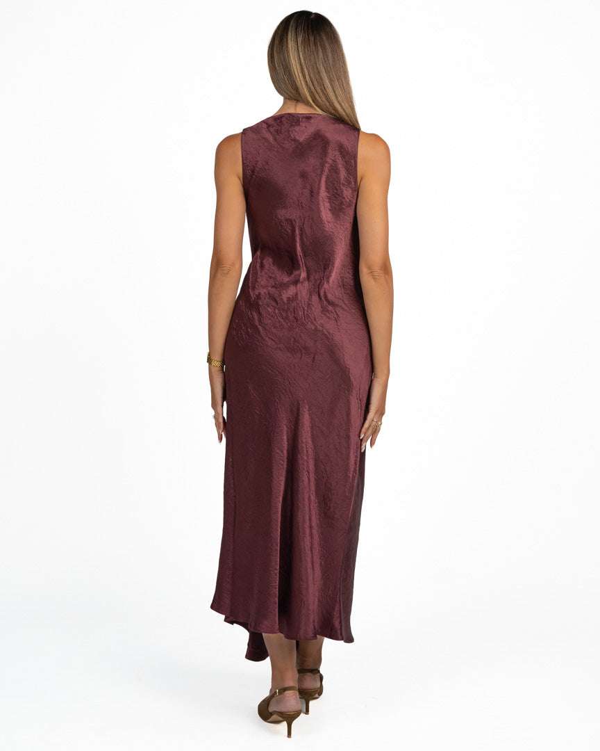 Abito Longuette Satin Sgualcito Burgundy - Marella