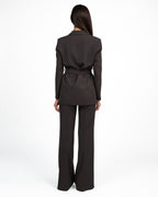Completo Tailleur Giacca con Cintura e Pantalone Palazzo Marrone Cioccolato - Rinascimento