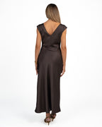 Abito Longuette Drappeggiato Marrone Cioccolato - Pennyblack