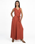 Tuta Jumpsuit Fluida con scollo Incrociato e Cintura ruggine - Pennyblack
