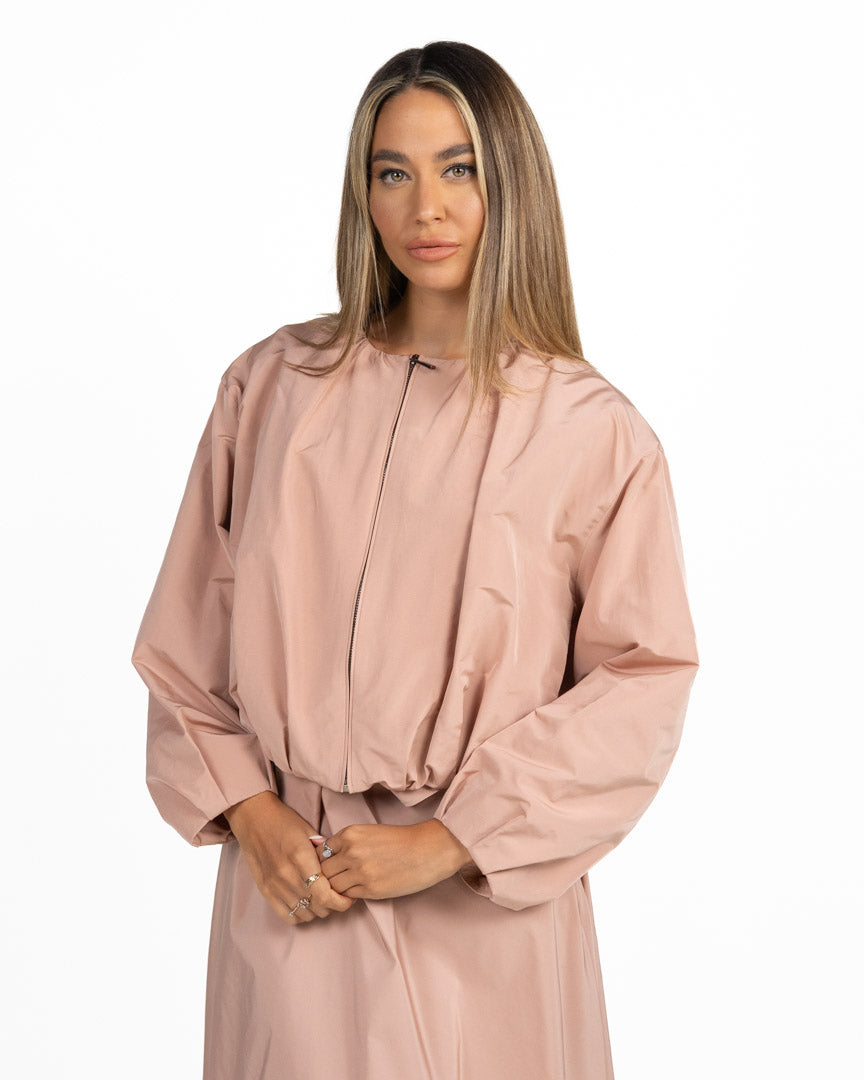 Giacca Bomber Cropped con Zip Rosa Cipria - Weekend Max Mara