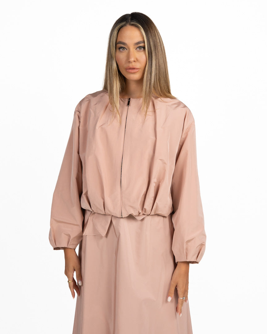 Giacca Bomber Cropped con Zip Rosa Cipria - Weekend Max Mara