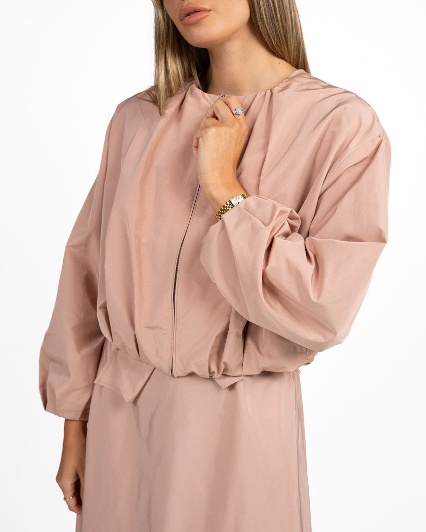 Giacca Bomber Cropped con Zip Rosa Cipria - Weekend Max Mara