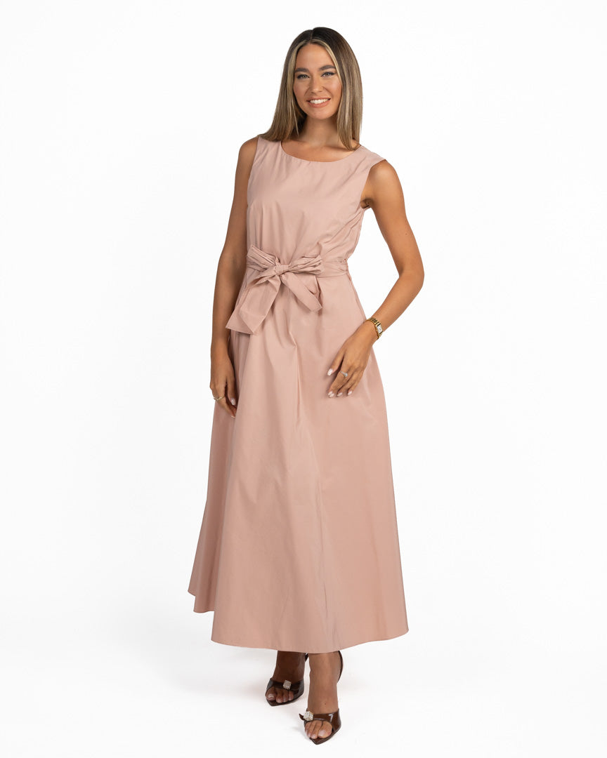 Abito Longuette Smanicato con Cintura Rosa Cipria - Weekend Max Mara
