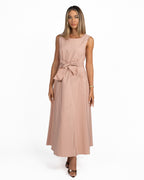 Abito Longuette Smanicato con Cintura Rosa Cipria - Weekend Max Mara