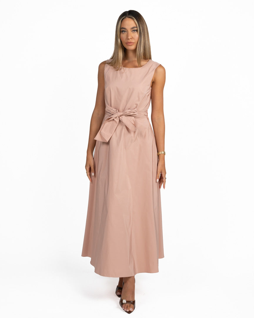 Abito Longuette Smanicato con Cintura Rosa Cipria - Weekend Max Mara