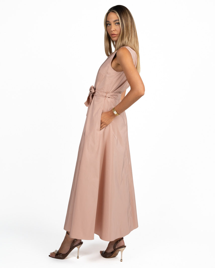 Abito Longuette Smanicato con Cintura Rosa Cipria - Weekend Max Mara