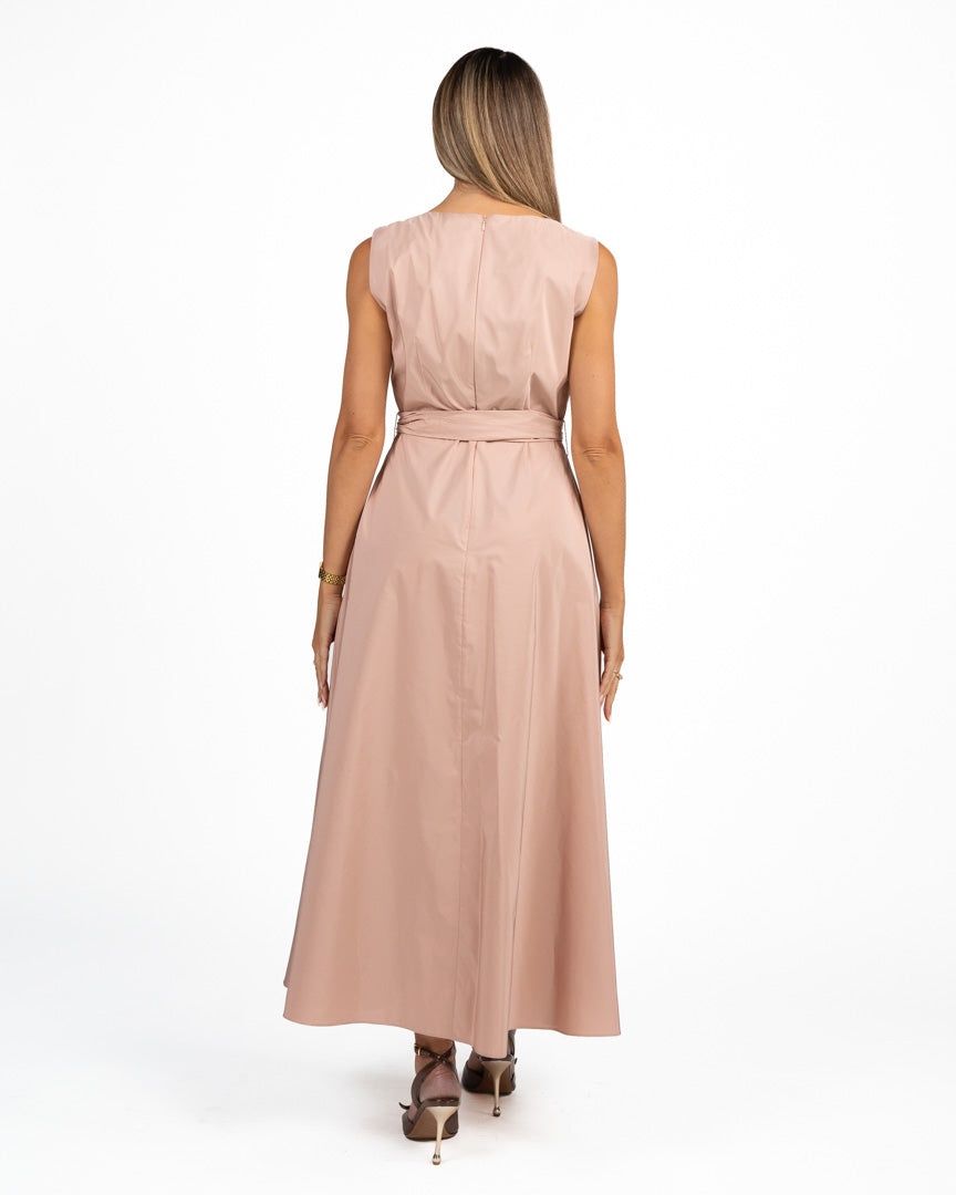 Abito Longuette Smanicato con Cintura Rosa Cipria - Weekend Max Mara
