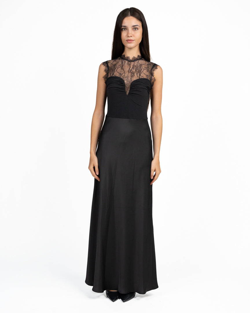 Abito  Elegante Nero con Corpetto  in Pizzo - Rinascimento