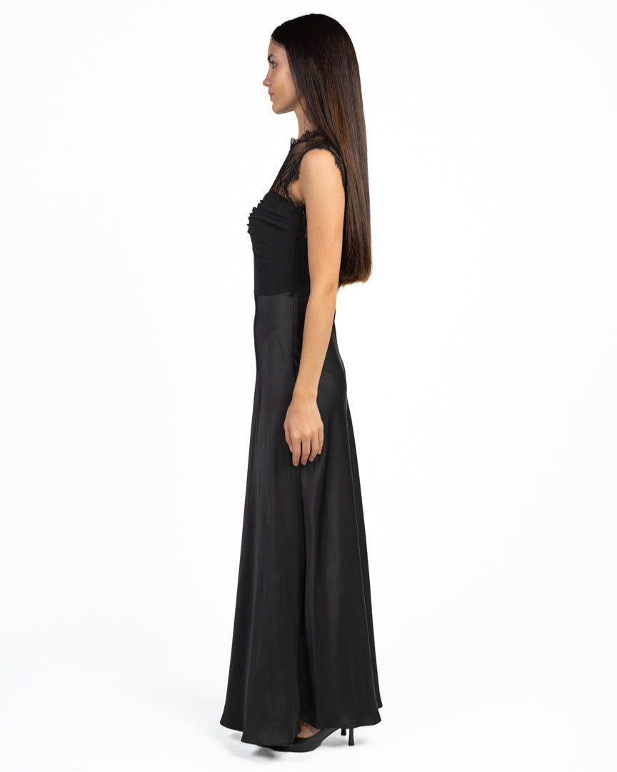 Abito  Elegante Nero con Corpetto  in Pizzo - Rinascimento