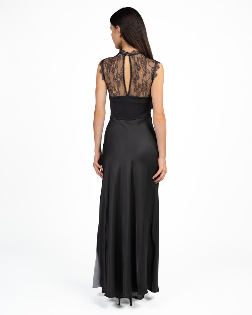 Abito  Elegante Nero con Corpetto  in Pizzo - Rinascimento