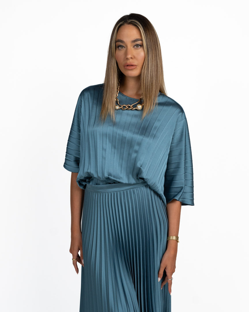 Blusa Plissé Verde Ottanio - Weekend Max Mara