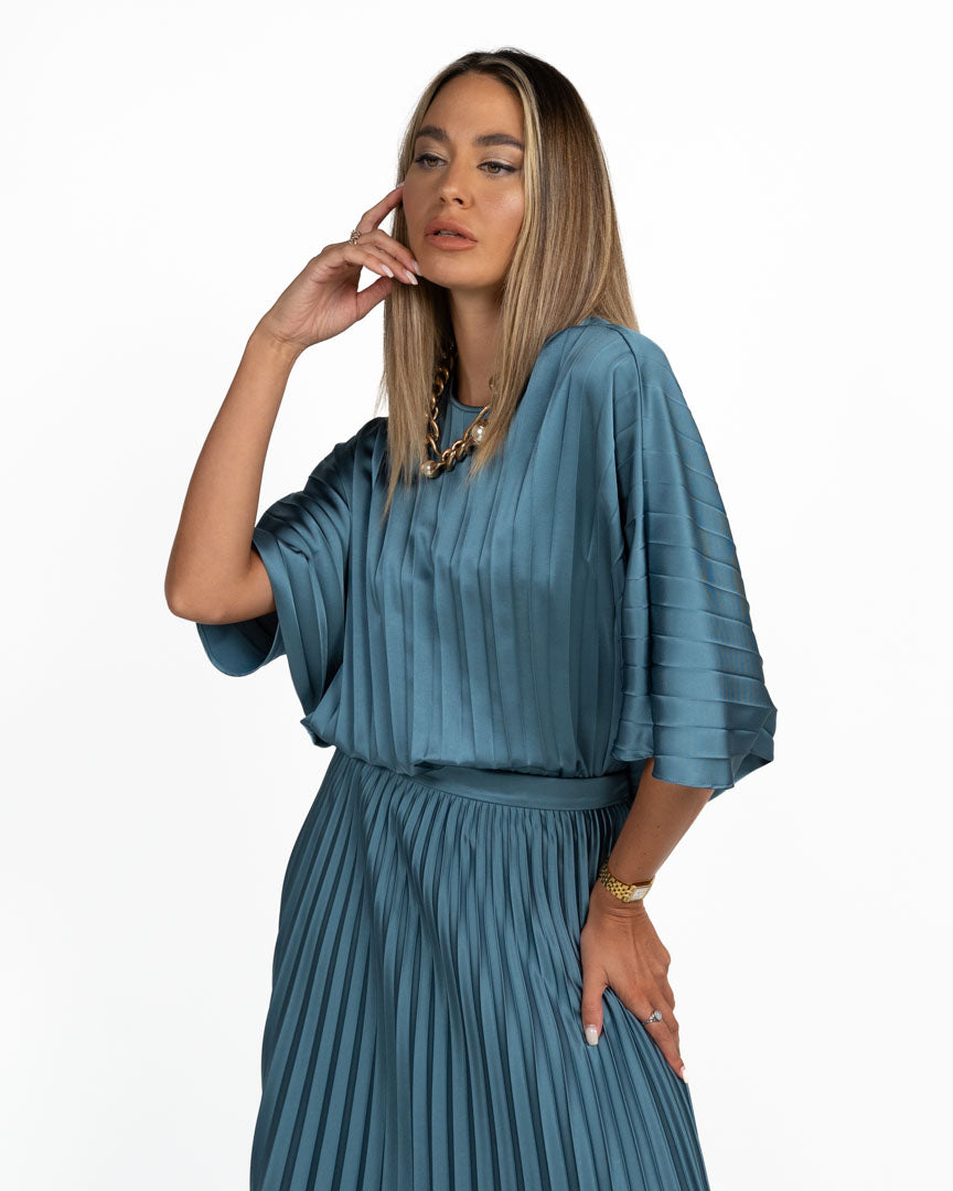 Blusa Plissé Verde Ottanio - Weekend Max Mara