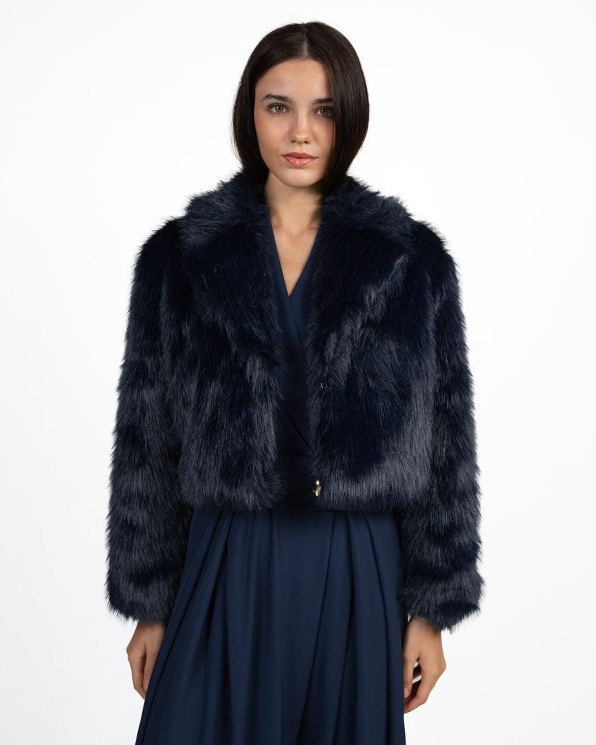 Pelliccia Ecologica Crop Blu - Rinascimento