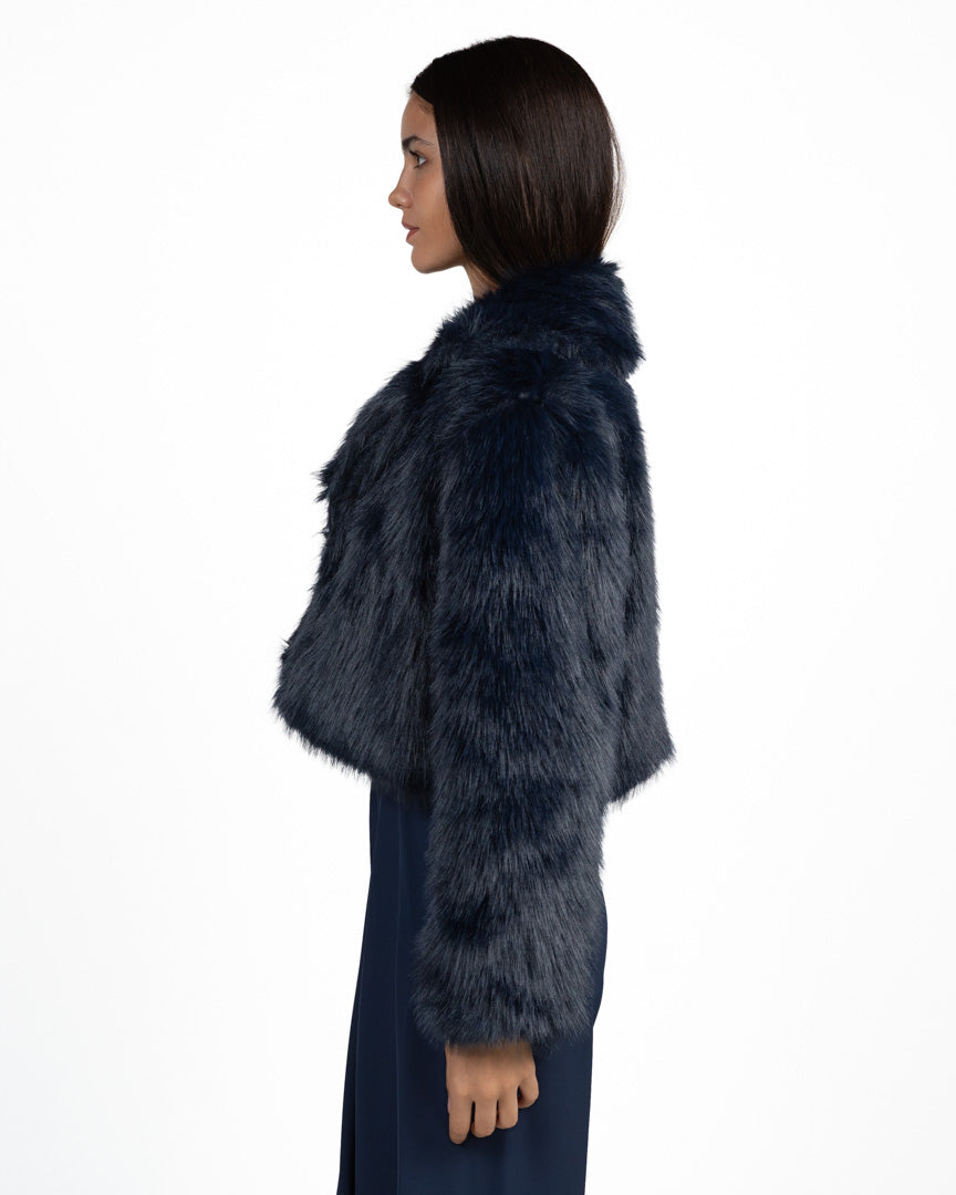 Pelliccia Ecologica Crop Blu - Rinascimento
