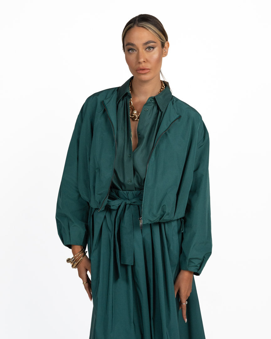 Giacca Cropped con Zip Verde Smeraldo - Weekend Max Mara