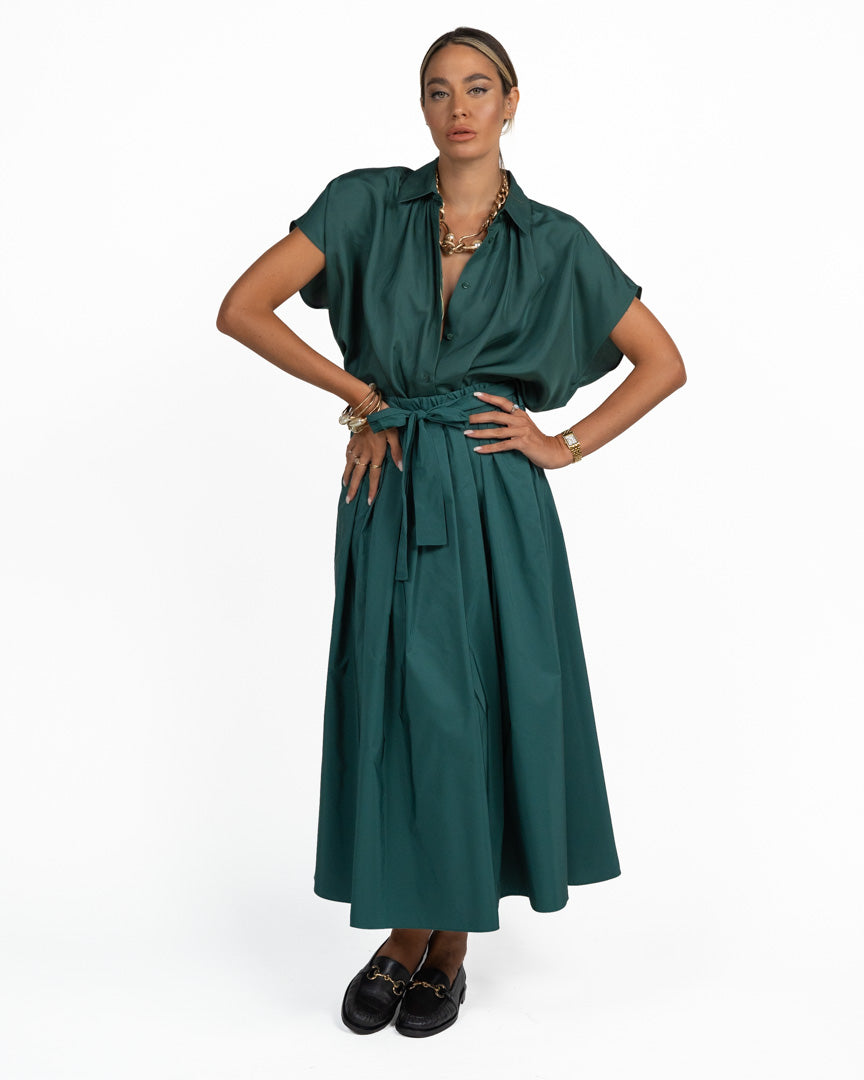 Gonna Longuette con Cintura Verde Smeraldo - Weekend Max Mara