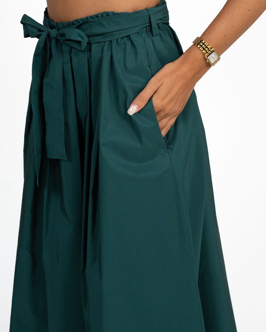 Gonna Longuette con Cintura Verde Smeraldo - Weekend Max Mara