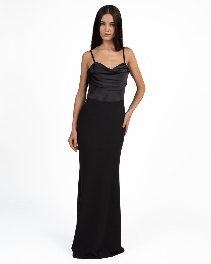 Abito Lungo Elegante Nero con Corpetto  - Rinascimento