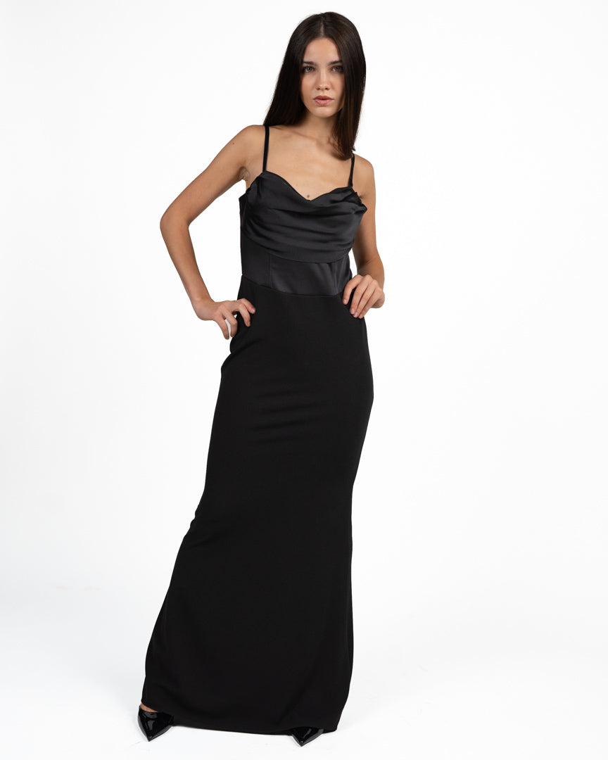 Abito Lungo Elegante Nero con Corpetto  - Rinascimento