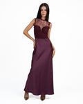 Abito  Elegante Bordeaux con Corpetto  in Pizzo - Rinascimento