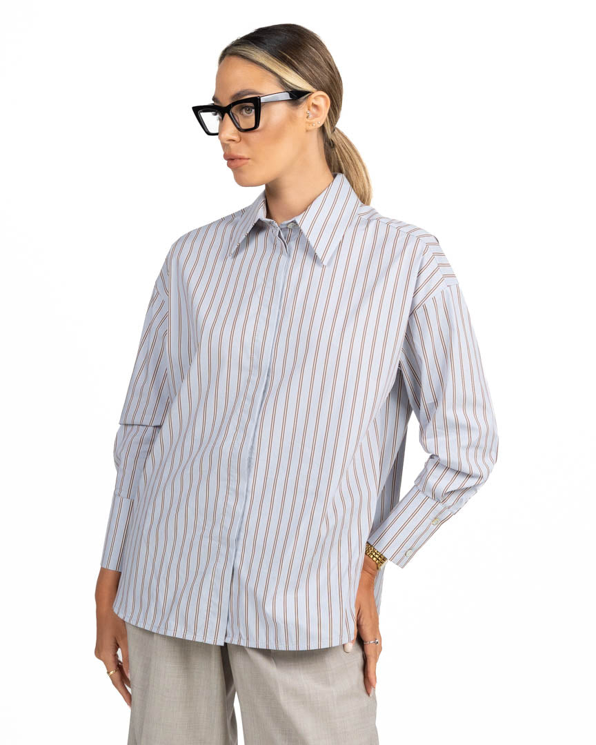 Camicia Oversize a Righe d'Ispirazione Maschile - Have One