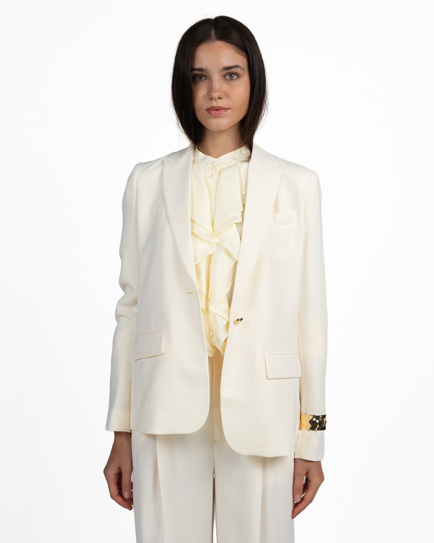 Blazer Monopetto Color Burro con Revers a Lancia - Twinset