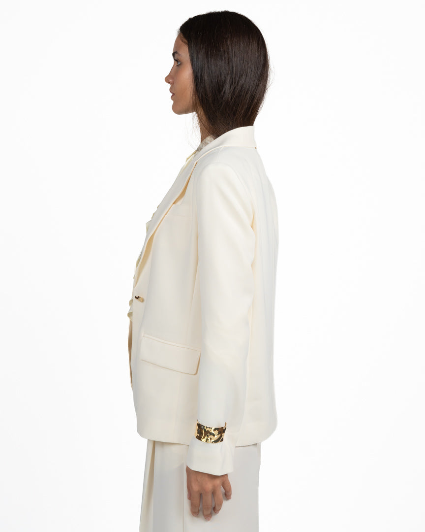 Blazer Monopetto Color Burro con Revers a Lancia - Twinset