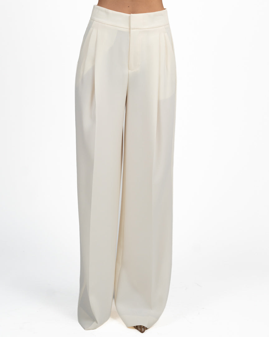 Pantalone Palazzo a Vita Alta con Pince Panna - Twinset