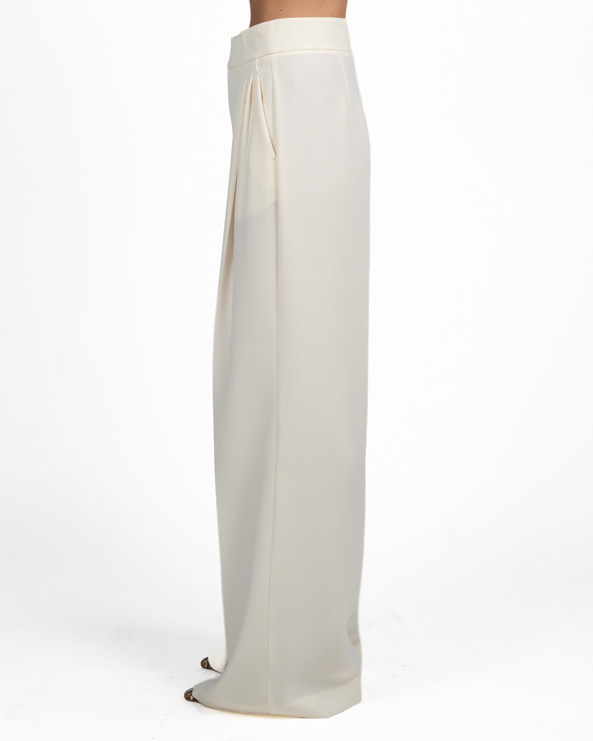 Pantalone Palazzo a Vita Alta con Pince Panna - Twinset