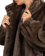 Pelliccia Ecologica con Collo Alto Marrone - Weekend Max Mara
