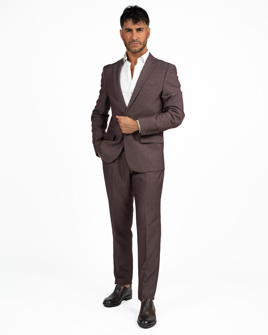 Completo Elegante Slim Fit in Tessuto Fiammato color vino -  Antony Morato