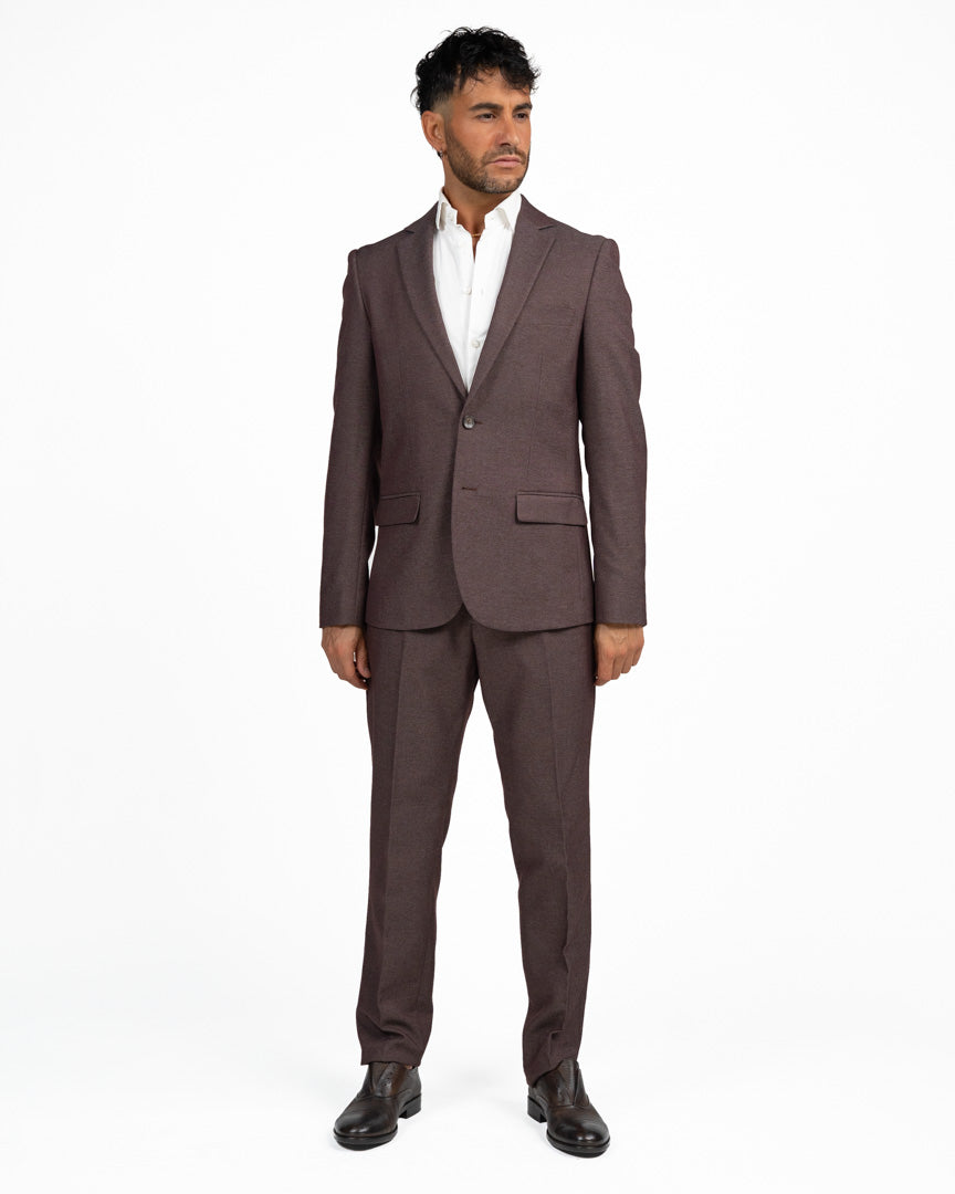 Completo Elegante Slim Fit in Tessuto Fiammato color vino -  Antony Morato