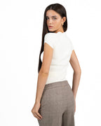 T-shirt Sottogiacca in Maglia a Costine con Scollo a V - Marella