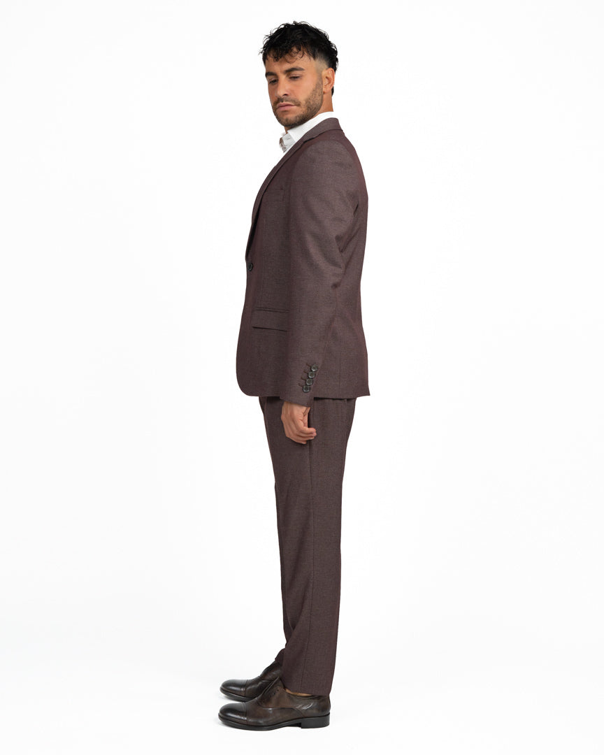 Completo Elegante Slim Fit in Tessuto Fiammato color vino -  Antony Morato