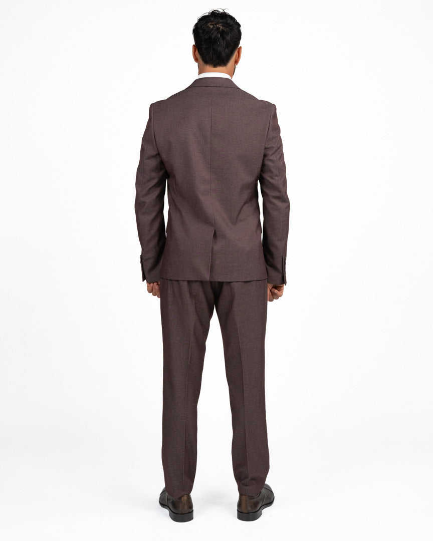 Completo Elegante Slim Fit in Tessuto Fiammato color vino -  Antony Morato