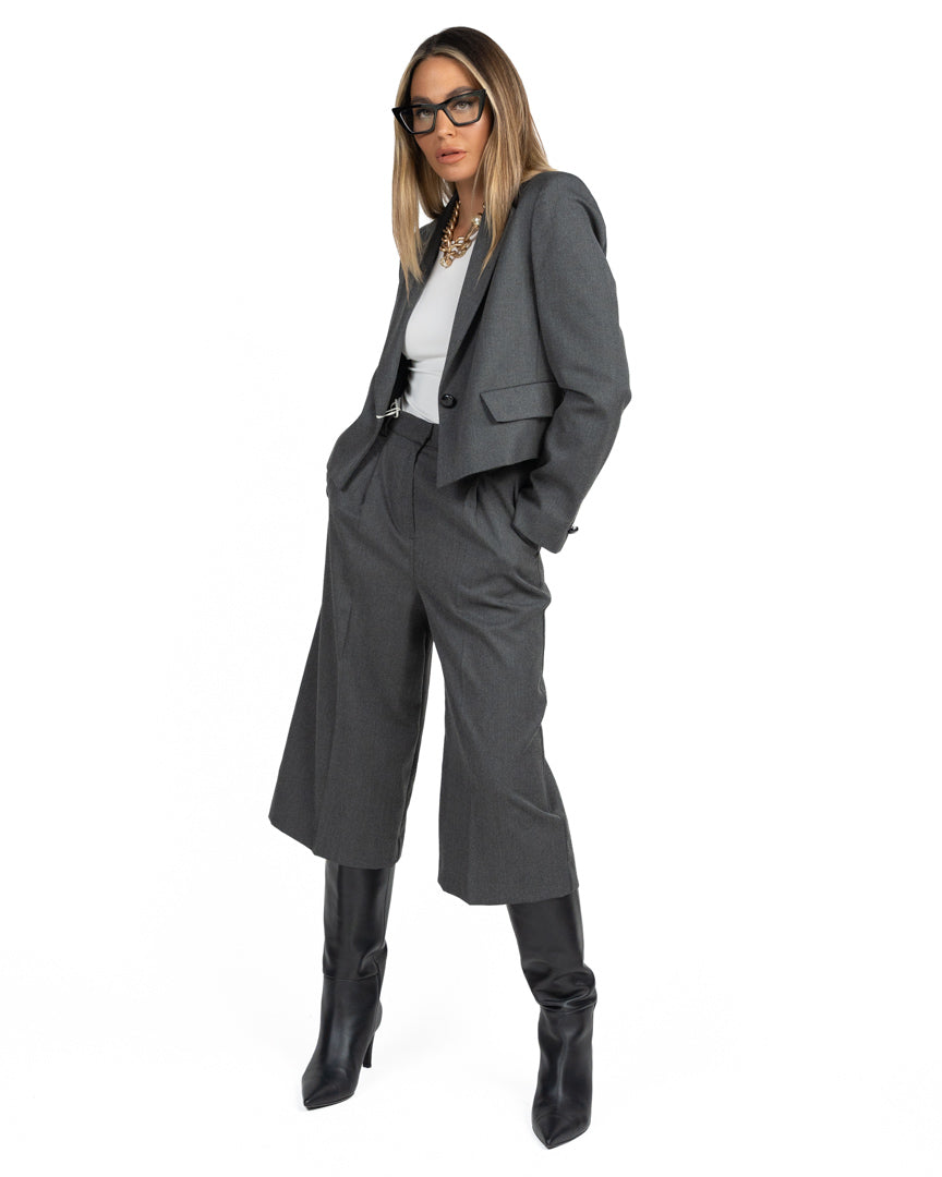 Giacca Blazer Cropped grigio - Emme Marella