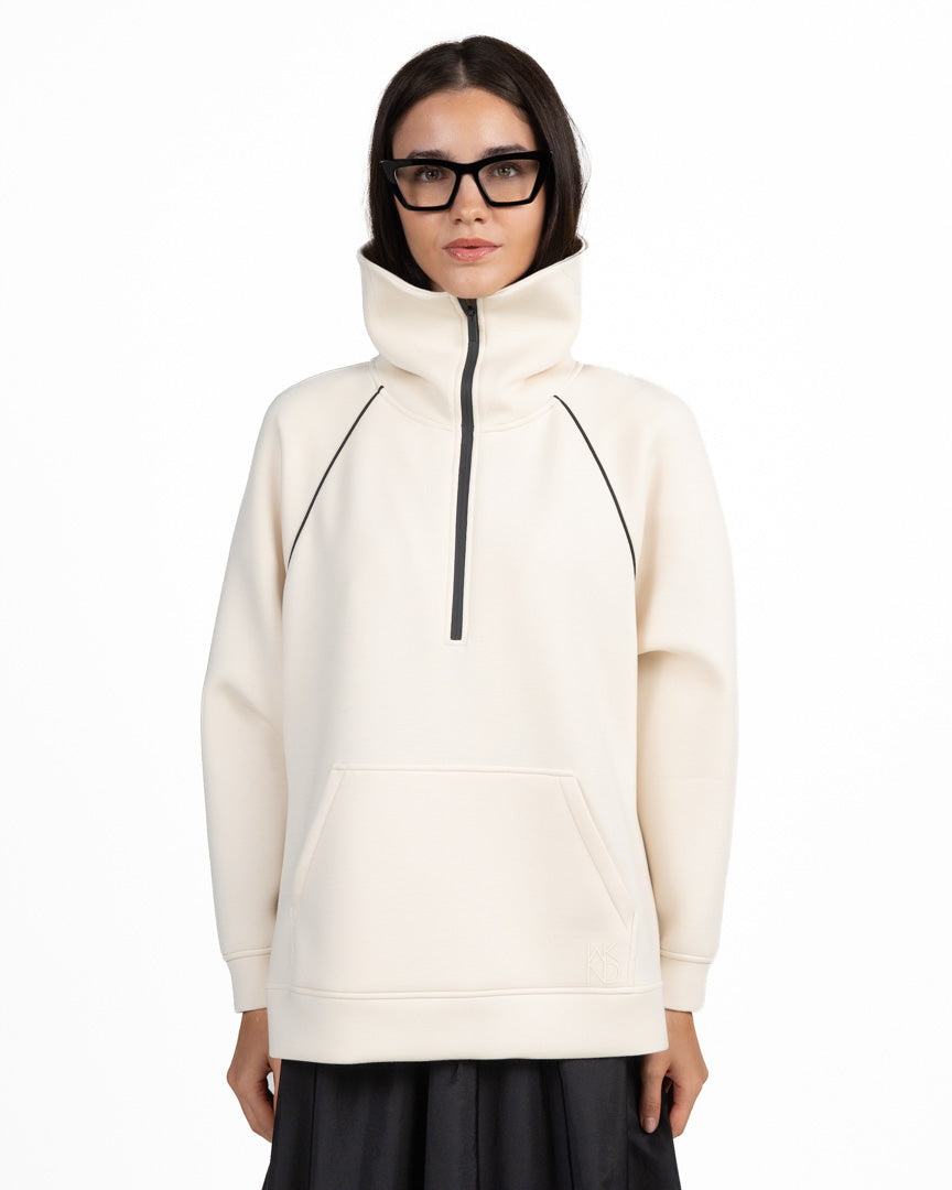 Felpa Scuba Oversize con Collo Alto e Mezza Zip - Weekend Max Mara