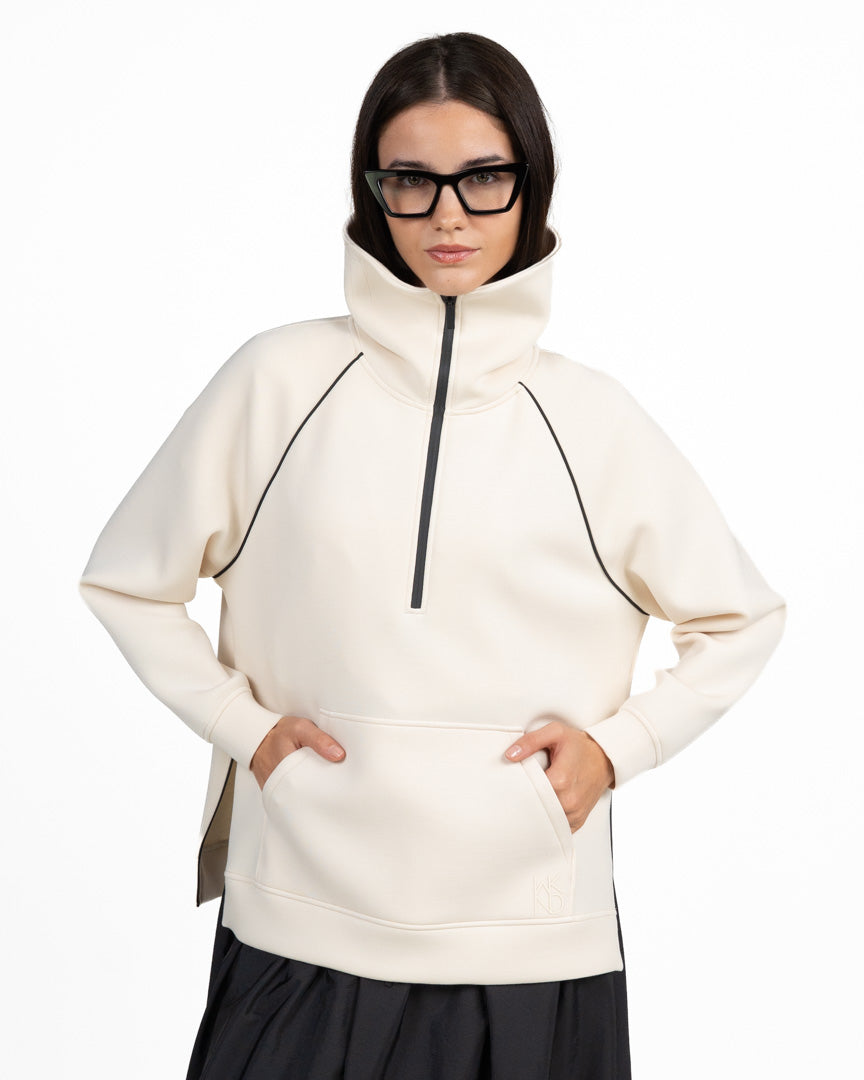 Felpa Scuba Oversize con Collo Alto e Mezza Zip - Weekend Max Mara