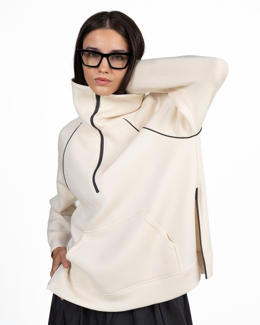 Felpa Scuba Oversize con Collo Alto e Mezza Zip - Weekend Max Mara